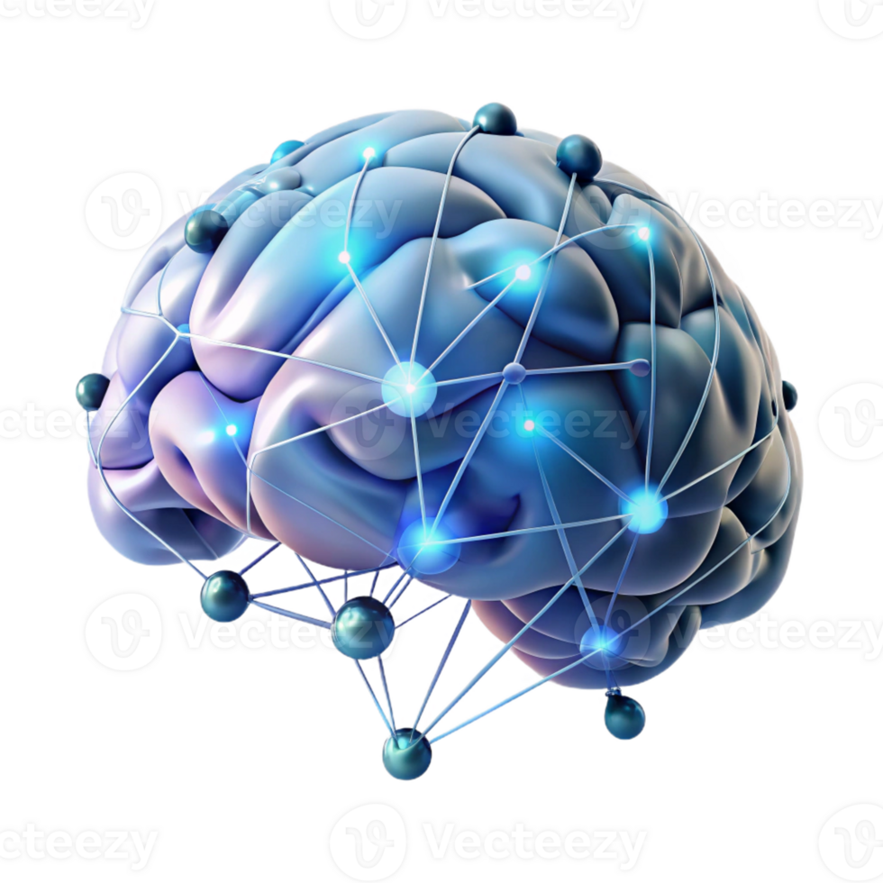 magnificent rustic A surreal, dreamlike painting of a human brain connected to a vast network of glowing data streams, lit by an ethereal glow, in a digital art style high quality png