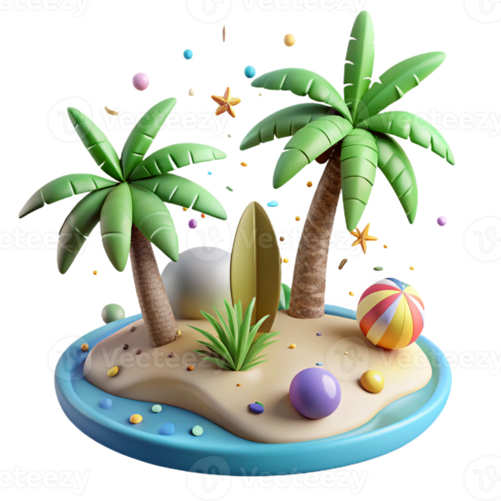 elegant contemporary Tropical Island Cutout with Palm Trees genuine png