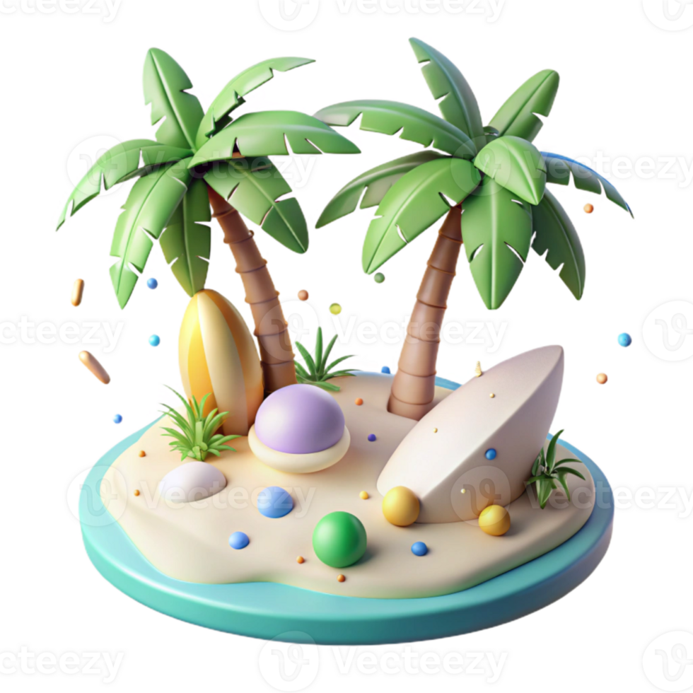 serene classic Tropical Island Cutout with Palm Trees high quality png