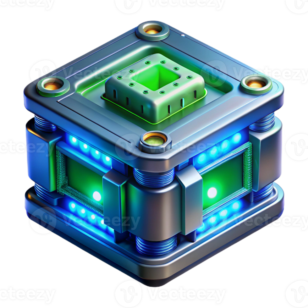 magnificent traditional A highly detailed, photorealistic render of a quantum computer, illuminated by pulsating blue and green lights, in a science fiction style exclusive png