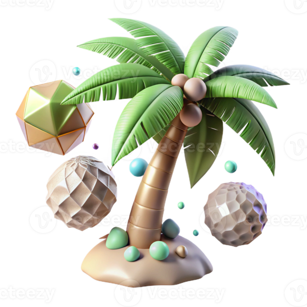 vibrant creative Tropical Palm Tree Isolated Element with Coconuts authentic png
