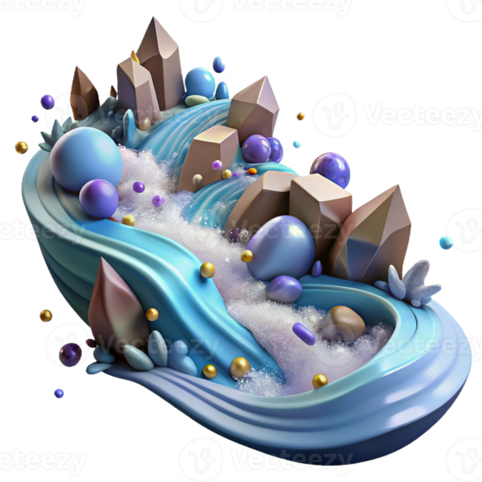 magnificent artistic Turbulent River Rapids with Whitewater Isolated exclusive png