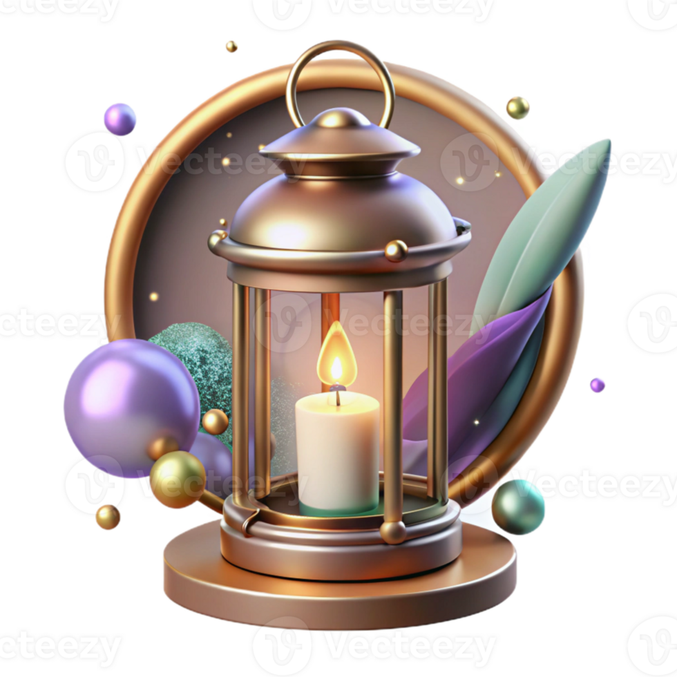 impressive minimalist Vintage Lantern with Candle Inside Transparent Background exclusive png