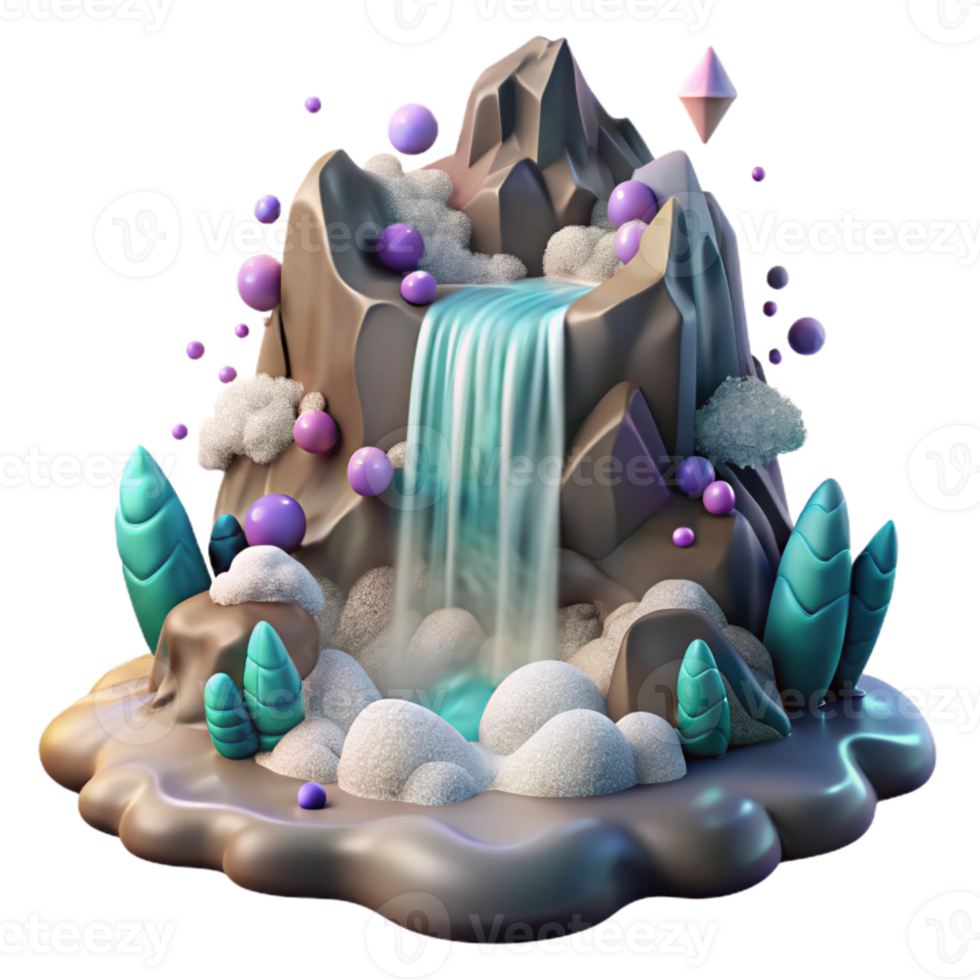 impressive traditional Turbulent Waterfall with Mist Isolated png