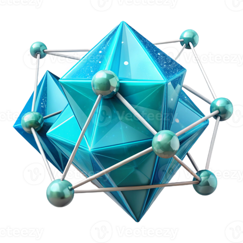 magnificent artistic Turquoise Blue Connected Diamonds with Transparent Background original png