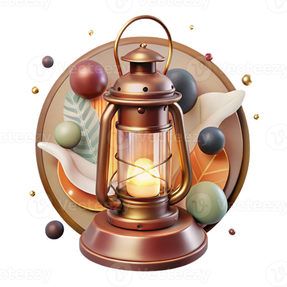 serene contemporary Vintage Light Lantern with Rustic Charm Isolated detailed png