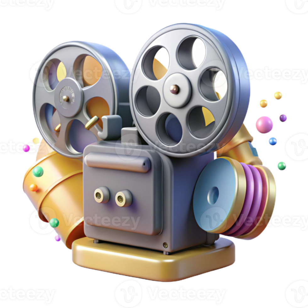 impressive rustic Vintage Movie Projector with Film Reel Isolated Element detailed png