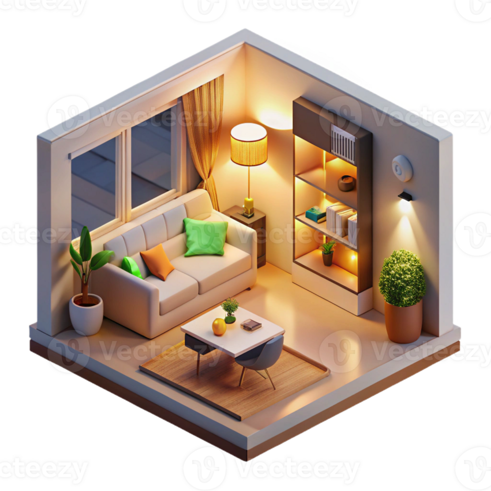 magnificent modern Microscale apartment, cleverly designed living space in a compact volume, warm and inviting lighting, minimalist style original png