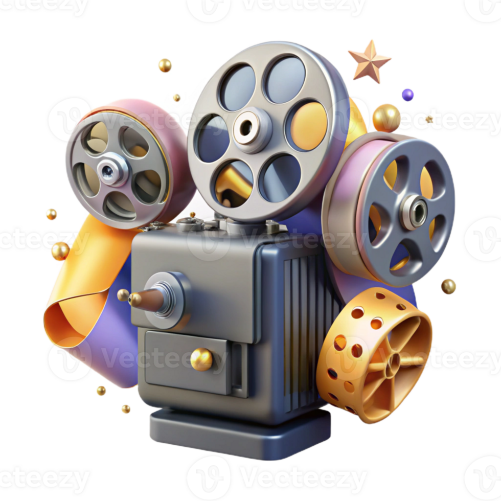 elegant contemporary Vintage Movie Projector with Film Reel Isolated Element high resolution png