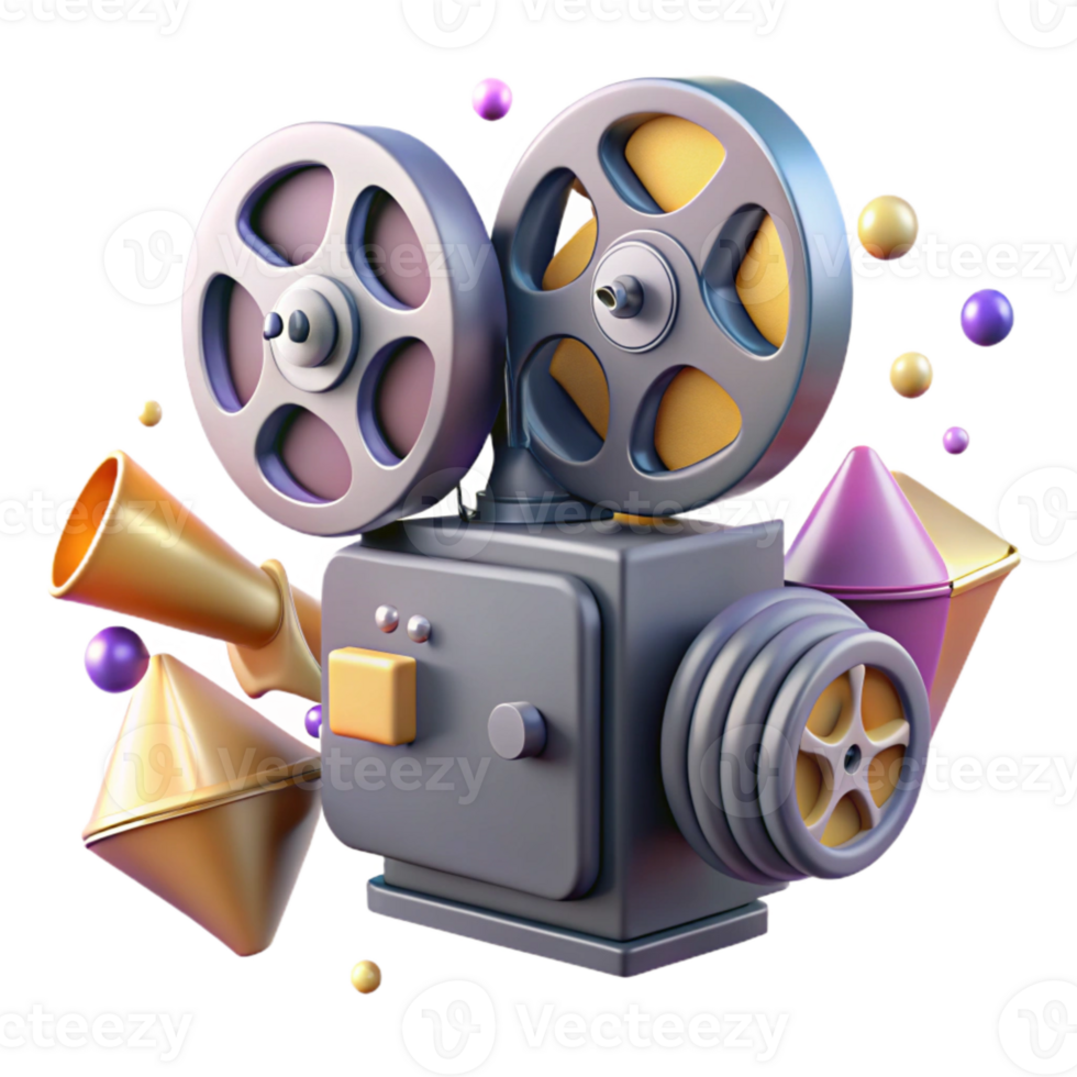 stunning contemporary Vintage Movie Projector with Film Reel Isolated Element premium png
