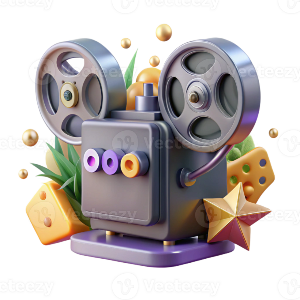 magnificent contemporary Vintage Movie Projector with Film Reel Isolated Element genuine png