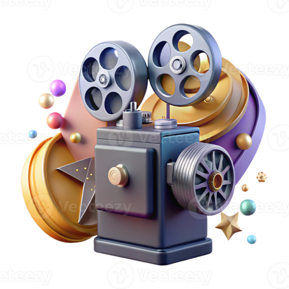 elegant classic Vintage Movie Projector with Film Reel Isolated Element exclusive png