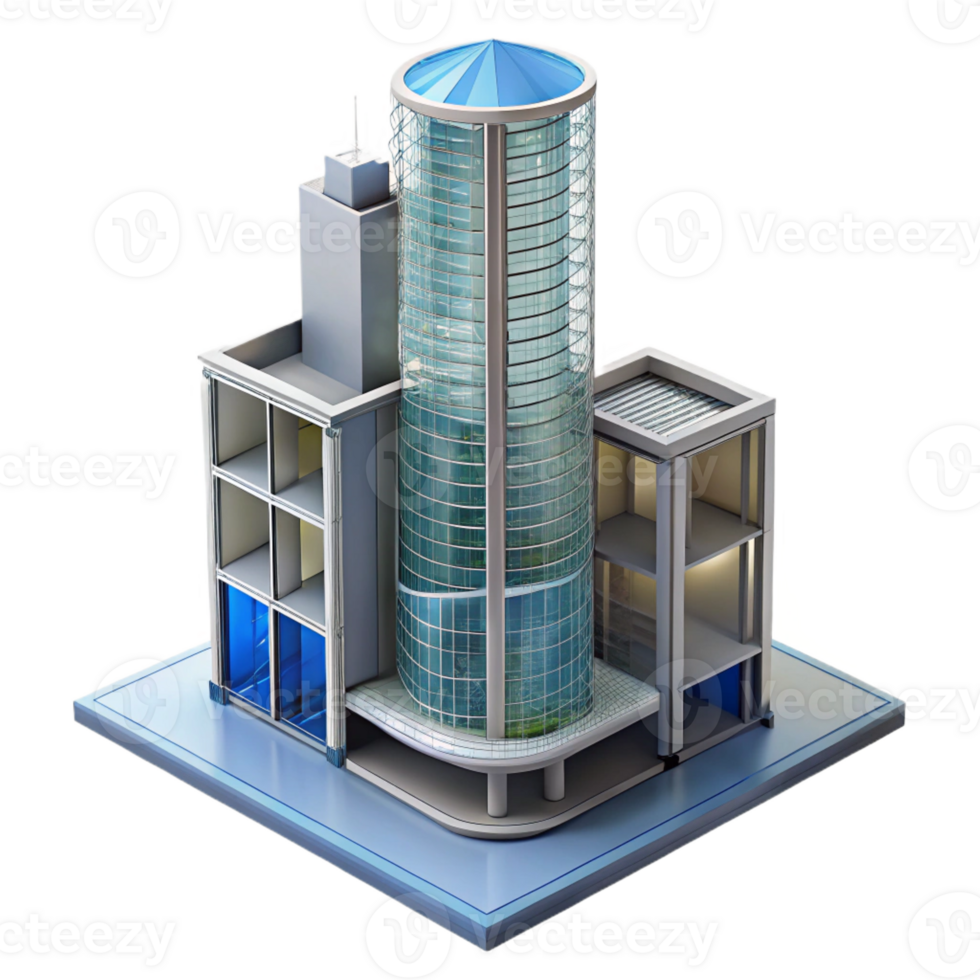 beautiful traditional Section drawing of a skyscraper, revealing interior spaces and structural elements, architectural illustration style genuine png