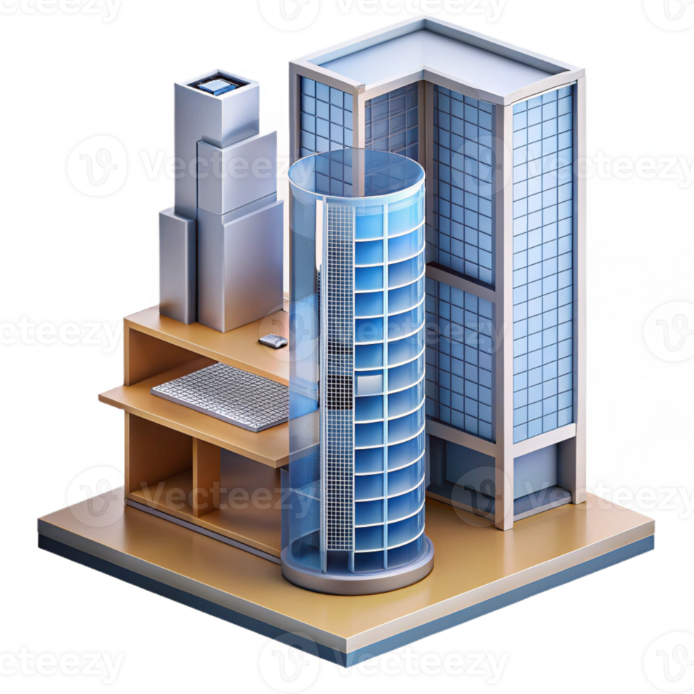 dramatic abstract Section drawing of a skyscraper, revealing interior spaces and structural elements, architectural illustration style genuine png