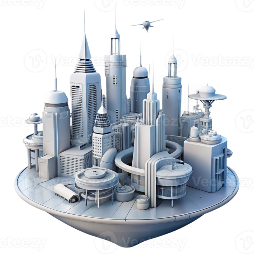 magnificent minimalist Conceptual sketch of a futuristic city, flying vehicles and interconnected towers, dynamic composition, pencil sketch style genuine png
