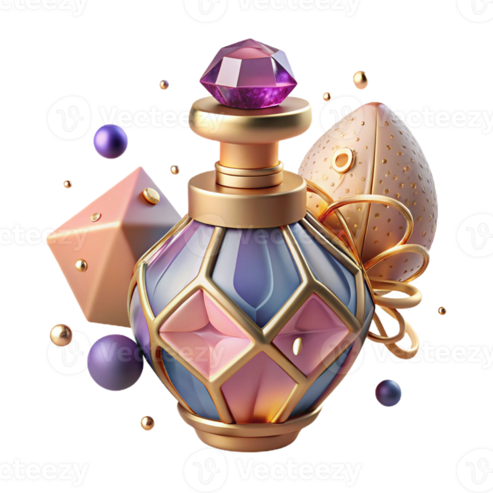 beautiful rustic Vintage Perfume Bottle Ornate Design Cutout Element original png