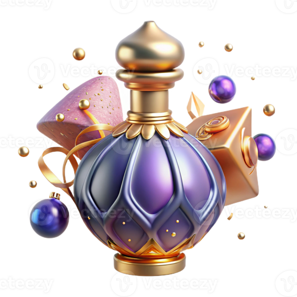 dramatic abstract Vintage Perfume Bottle Ornate Design Cutout Element exclusive png