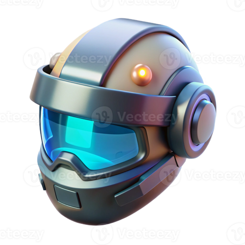 elegant modern A futuristic helmet with a transparent visor displaying augmented reality information, illuminated by a soft, internal glow, in a cyberpunk style 4K png