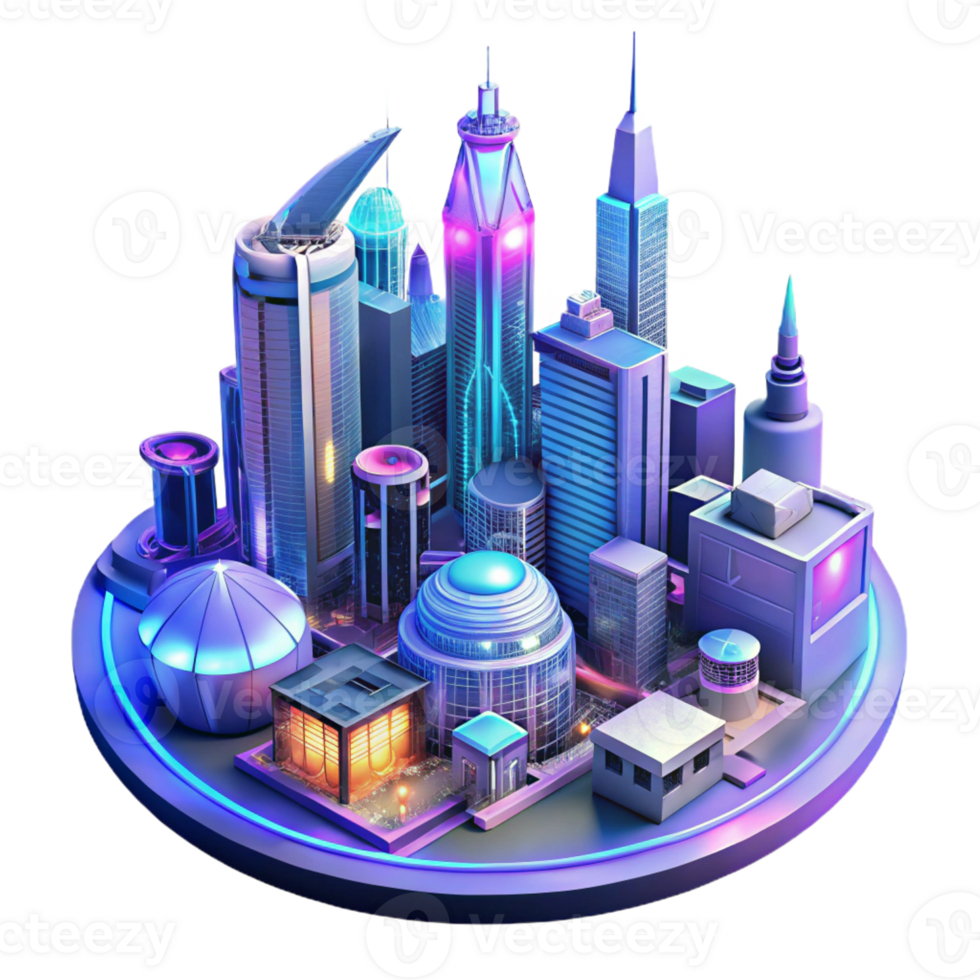 wonderful modern Sci-fi megacity, towering skyscrapers, flying vehicles, vibrant neon lights, futuristic style 4K png