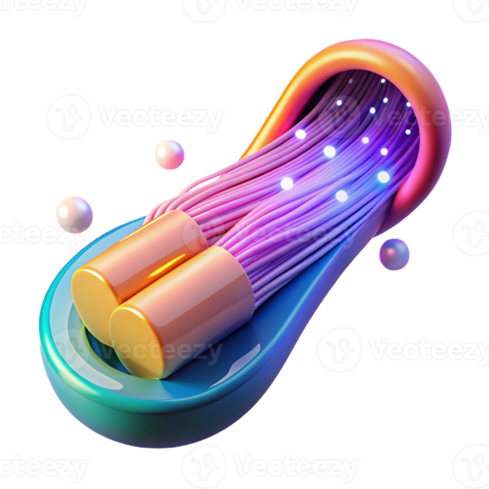 stunning artistic A stylized representation of a data stream flowing through fiber optic cables, illuminated by bright, neon colors, in an abstract style premium png