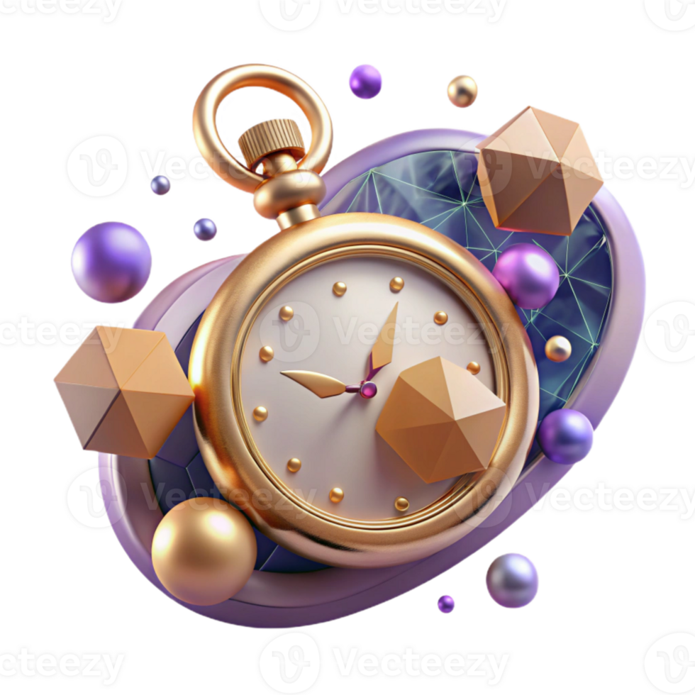serene modern Vintage Pocket Watch Face Up Isolated on Transparent Background detailed png