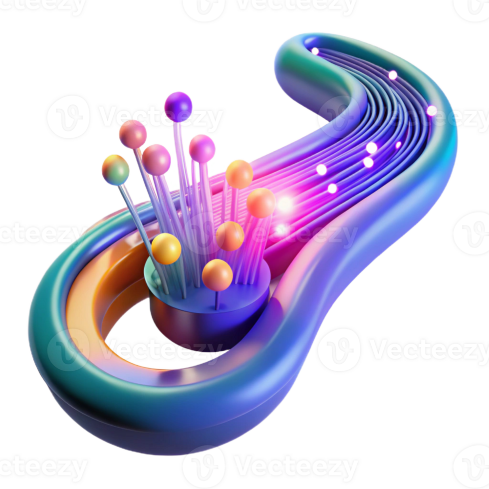 elegant traditional A stylized representation of a data stream flowing through fiber optic cables, illuminated by bright, neon colors, in an abstract style 4K png