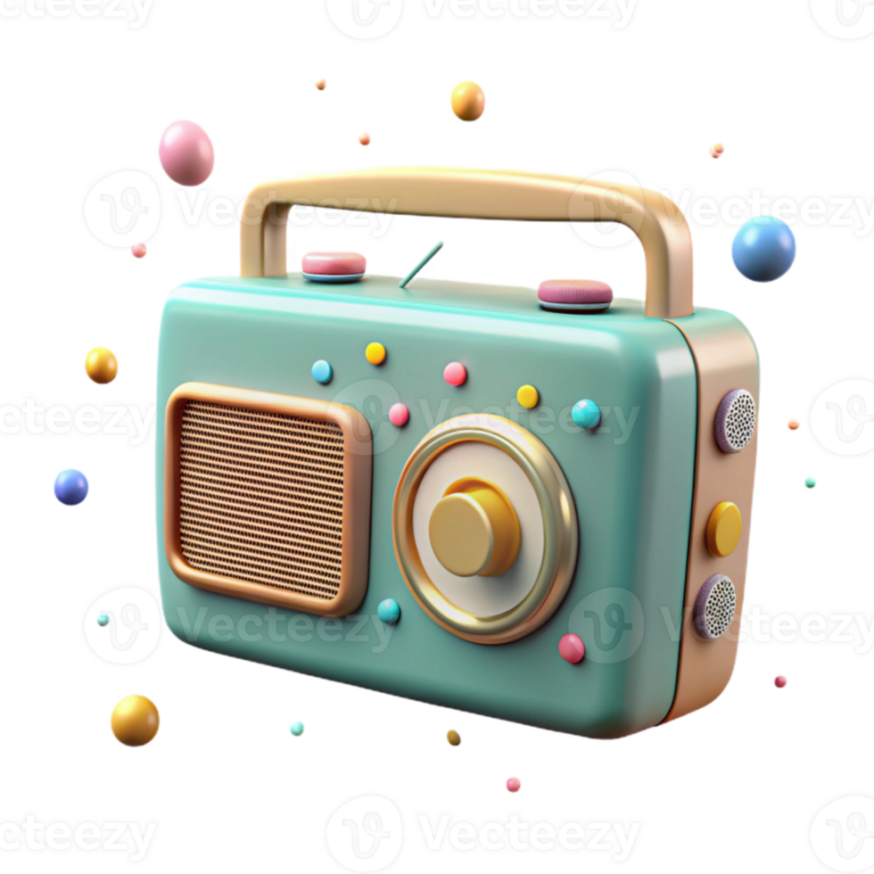 dramatic abstract Vintage Radio Side View Isolated on Transparent Background detailed png