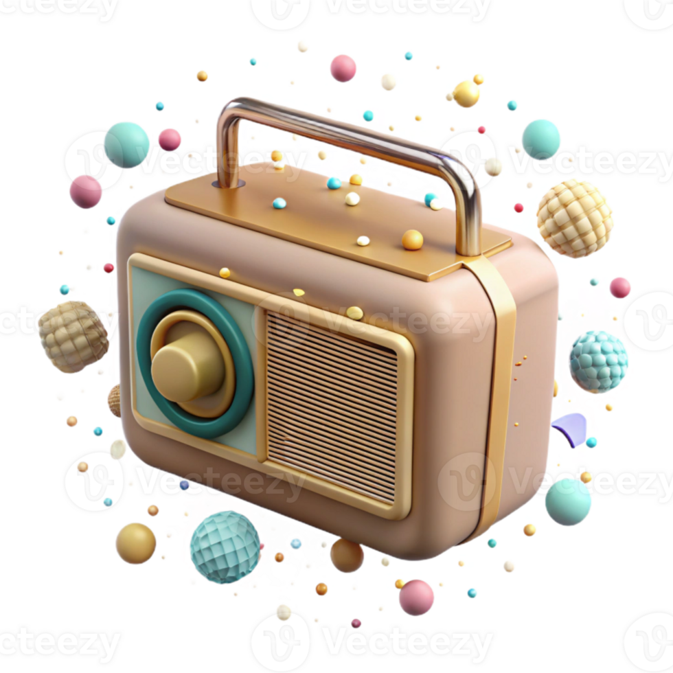 stunning minimalist Vintage Radio Side View Isolated on Transparent Background genuine png