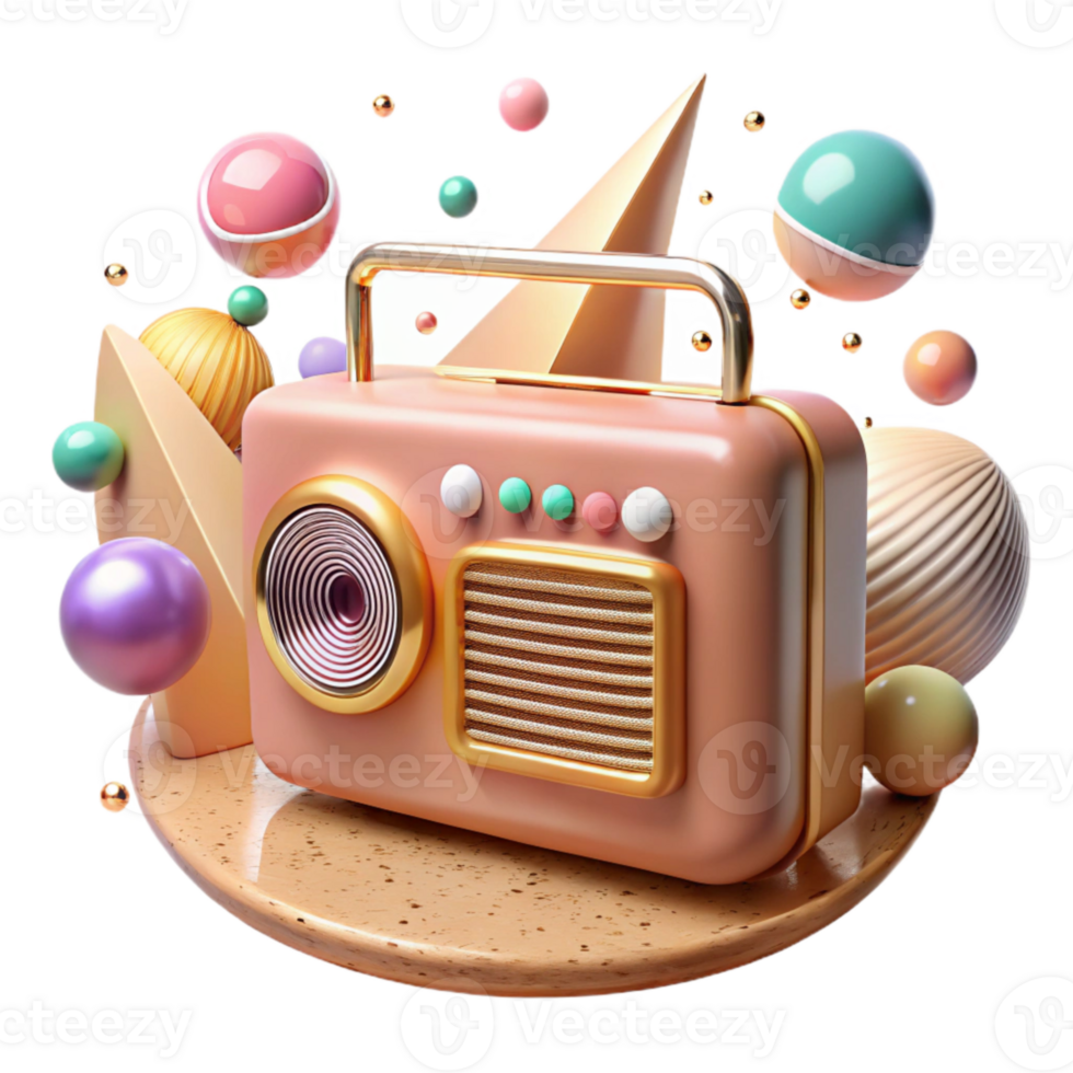 vibrant artistic Vintage Radio Transparent Background with Static Noise high resolution png