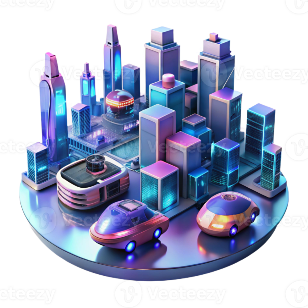 stunning vintage A group of futuristic, levitating vehicles navigating a complex cityscape, illuminated by neon lights and reflections, in a futuristic transportation style genuine png