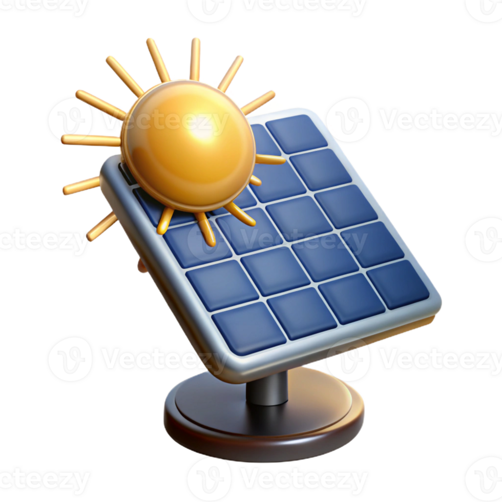 beautiful classic A solar panel array absorbing the sun's energy, illuminated by bright sunlight, in a photorealistic, environmental technology style premium png