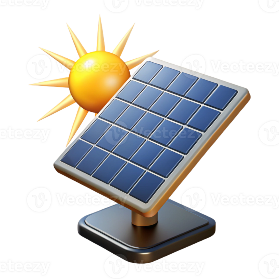 vibrant abstract A solar panel array absorbing the sun's energy, illuminated by bright sunlight, in a photorealistic, environmental technology style professional png