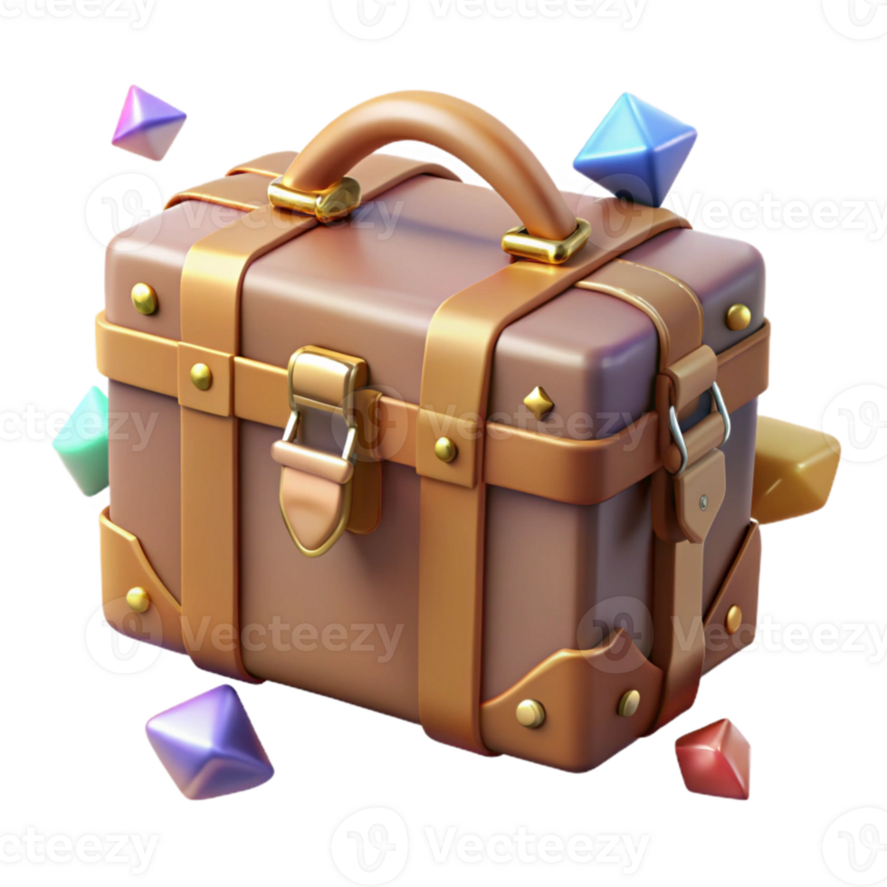 beautiful vintage Vintage Travel Trunk Closed Top View Transparent Background high quality png
