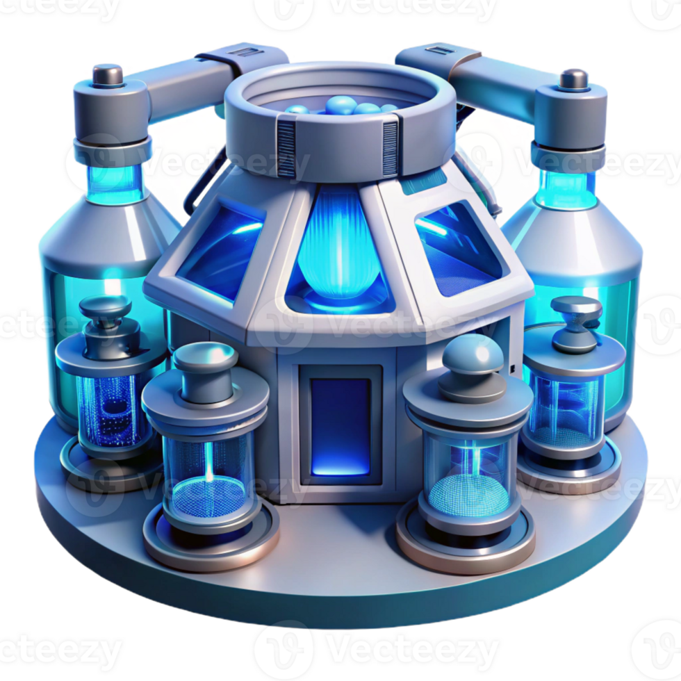 elegant classic A futuristic laboratory filled with advanced technology and equipment, illuminated by cool, blue and white lights, in a science fiction style professional png