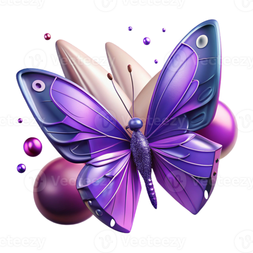 beautiful creative Violet Purple Butterfly Wings Isolated Element with Transparent Background and Delicate Detail high resolution png