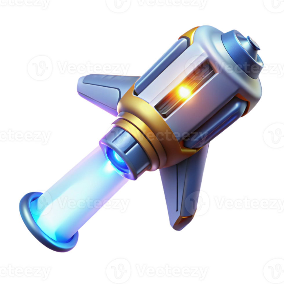 serene minimalist A futuristic weapon emitting a beam of energy, illuminated by a bright, white flash, in a science fiction style detailed png