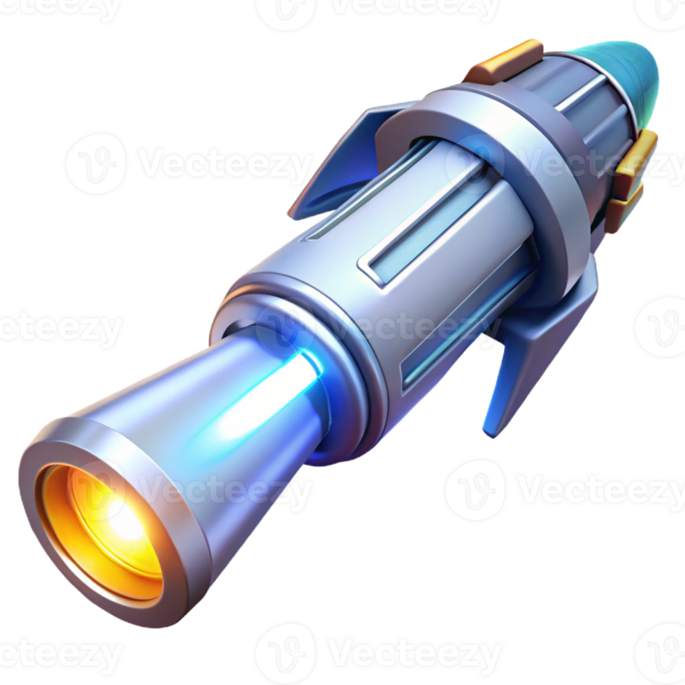 extraordinary contemporary A futuristic weapon emitting a beam of energy, illuminated by a bright, white flash, in a science fiction style detailed png