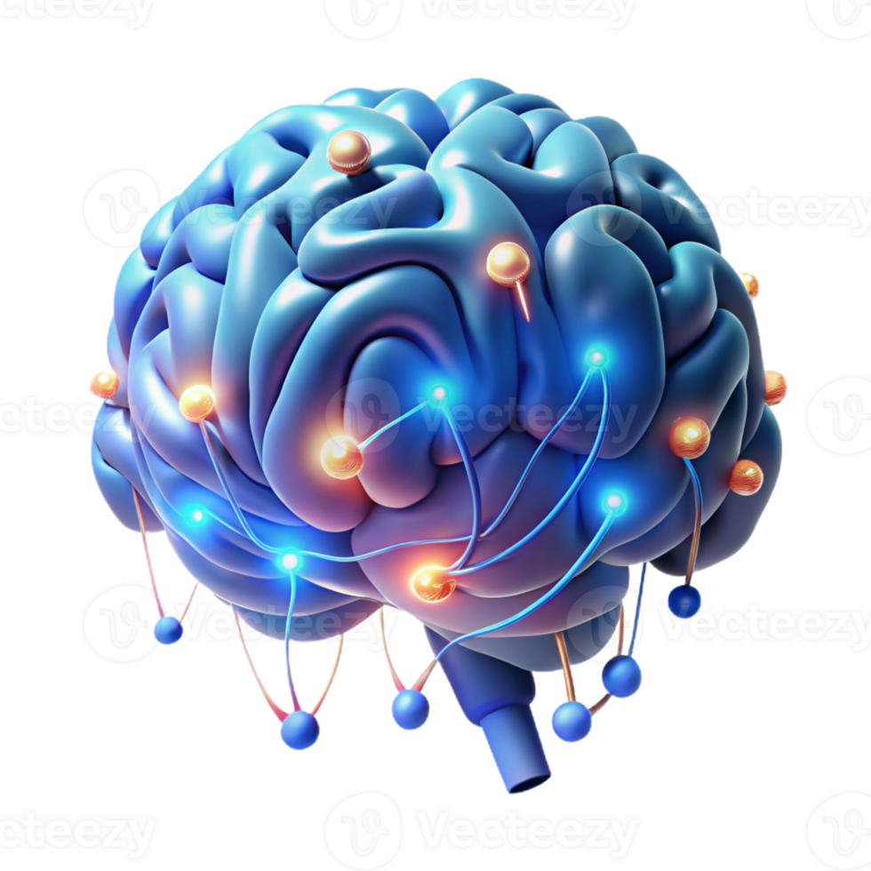 vibrant artistic A digital representation of the human brain, illuminated by neural pathways firing, in a neuroscience, abstract style authentic png