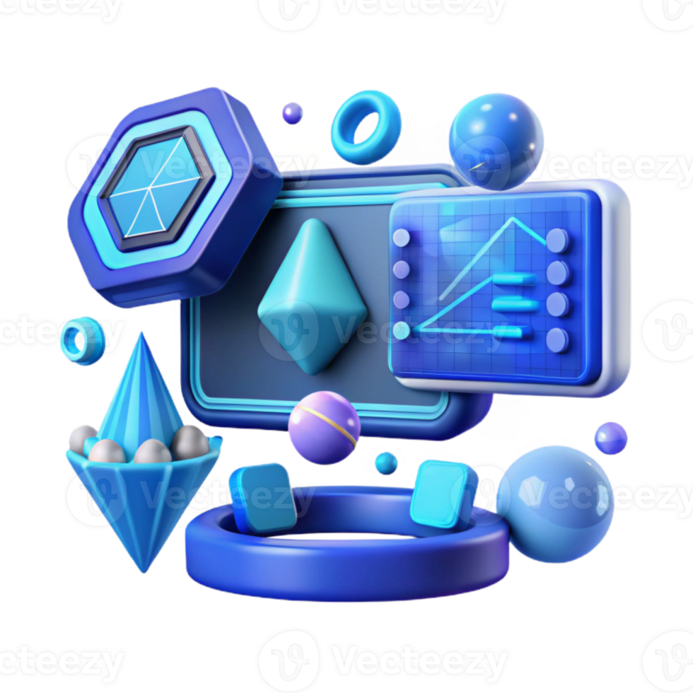 dramatic contemporary Virtual Interface Hud Elements Blue Cutout high quality png
