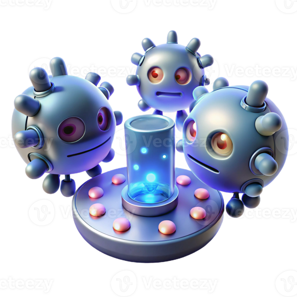 magnificent classic A group of nanobots repairing damaged tissue, illuminated by microscopic lights, in a medical visualization style premium png