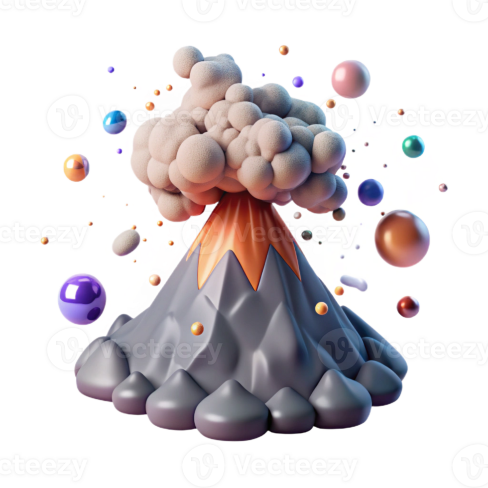 serene minimalist Volcanic Eruption Plume Transparent Background with Ash Cloud genuine png