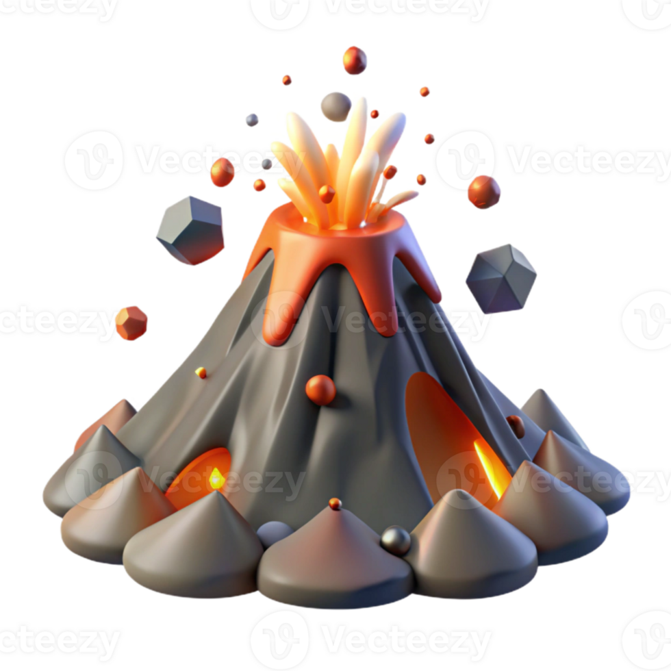 elegant contemporary Volcano Isolated with Erupting Lava png