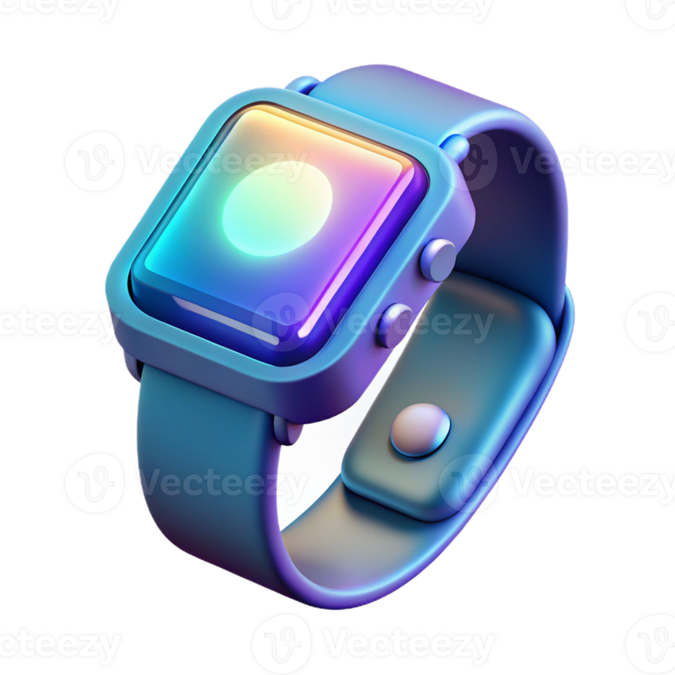 elegant classic A smart watch displaying holographic notifications, illuminated by the watch's own light, in a product design, minimalist style high resolution png