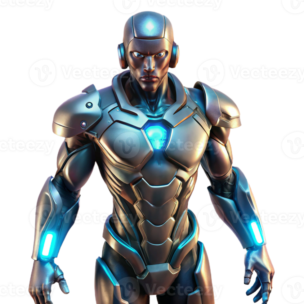 extraordinary contemporary A futuristic exoskeleton suit enhancing human strength and agility, illuminated by dynamic, shifting lights, in a cyberpunk style high quality png