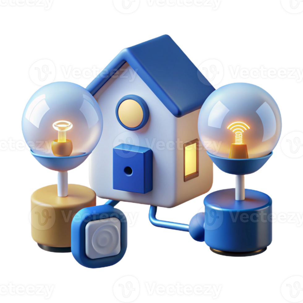 stunning contemporary A group of interconnected smart home devices, illuminated by soft, ambient lighting, in a home automation, realistic style exclusive png