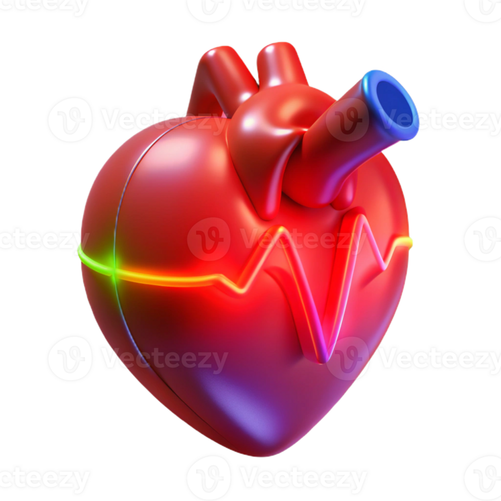 elegant classic A holographic projection of a human heart beating rhythmically, illuminated by a pulsating red light, in a medical visualization style 4K png