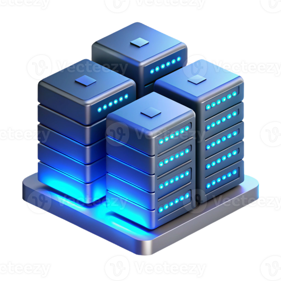 dramatic rustic A server room with rows of blinking servers, illuminated by cool, blue LED lights, in a data center, technical style original png