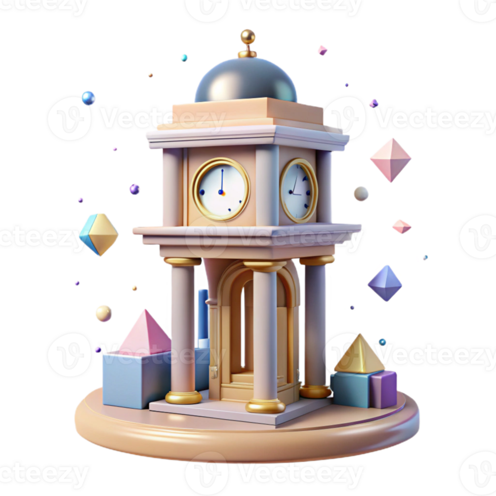 impressive rustic Water City Clock Tower Cutout with Roman Numerals premium png