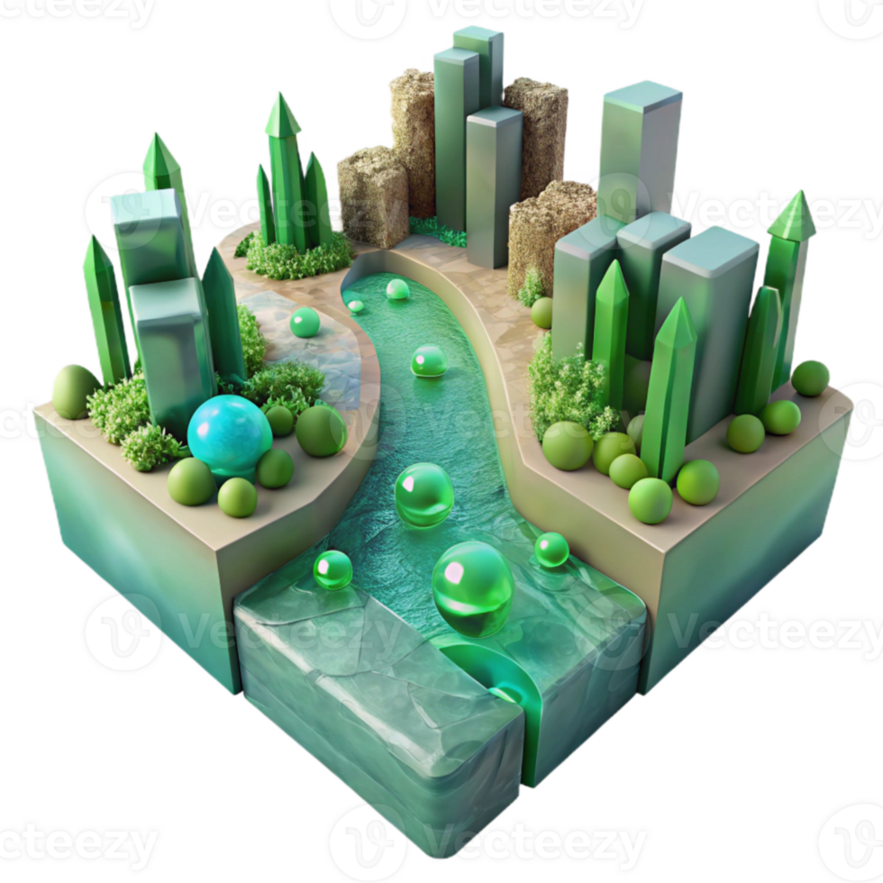 impressive traditional Water City Canal with Green Algae Transparent Background authentic png