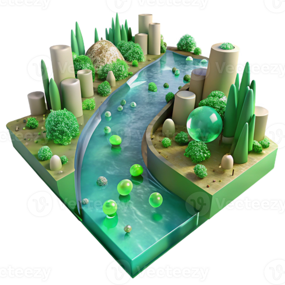 stunning classic Water City Canal with Green Algae Transparent Background high resolution png